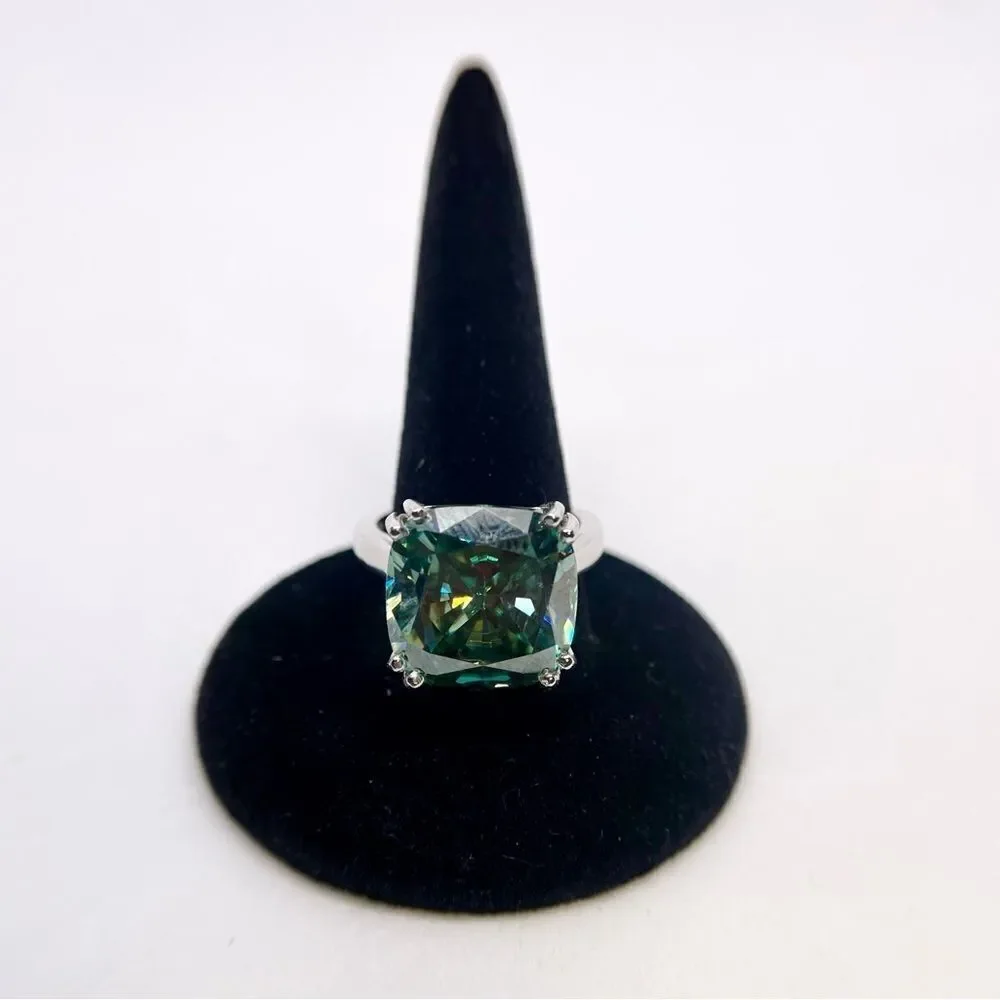 14 Carat Cushion Cut Moissanite Ring Huge Cocktail Statement Wedding Ring